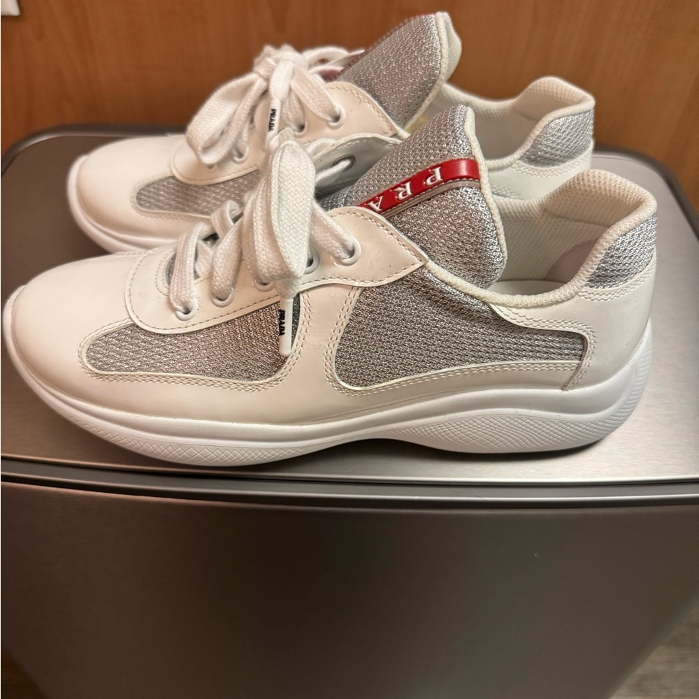 Prada White and Gray Sneakers